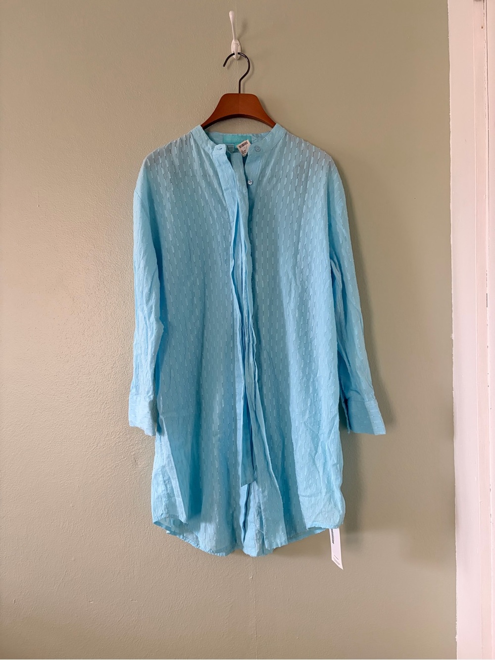 NWT Melissa Odabash Light Blue Button-Front Tunic